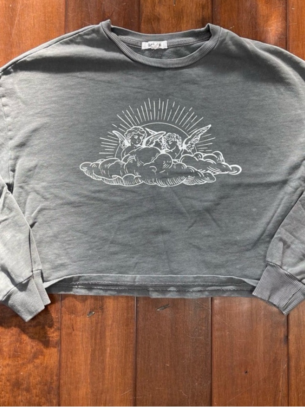Garage Gray Ribbed Crewneck Sweatshirt
